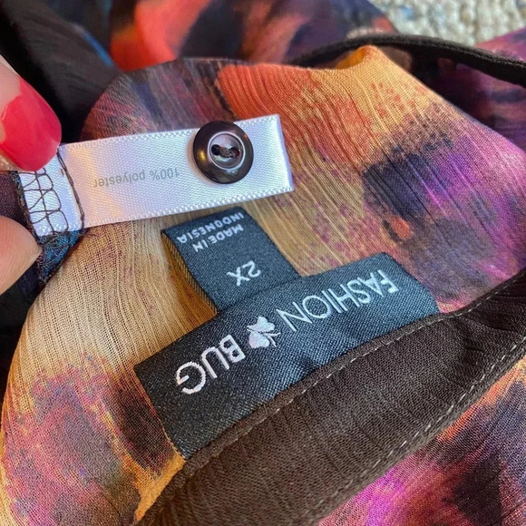 Fashion Bug Boho Floral Sexy Beach Summer Coverup Top Blouse Women Plus 2X - Picture 4 of 5